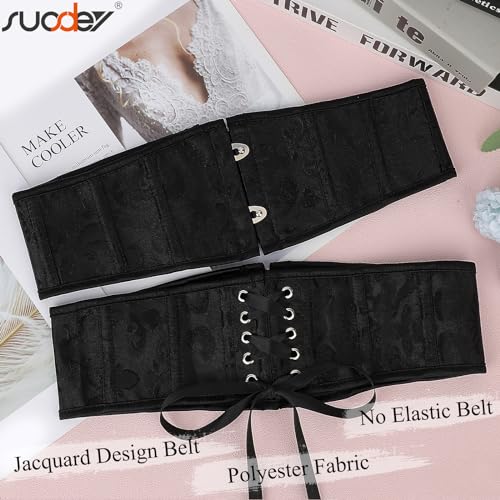 SUOSDEY Kids Jacquard Corset Belt with Soft Bones Girls Teens Pirate Halloween Renaissance Lace-up Black Waist Corset Belt4