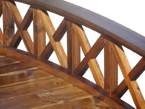 Samsgazebos Swan Wood Garden Bridge With Cross Halved Lattice Railings, 8', Brown #TOP2
