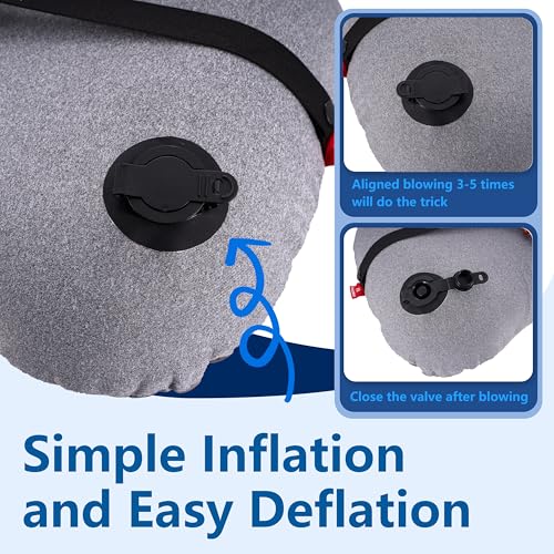 Hioutdoor Aufblasbares Kissen Kopfkissen für Camping mit Abziehbarem Kissenbezug Luftkissen Strand/Outdoor Ergonomisches Reisekissen Inflatable Travel Neck Pillow Bequemes Schlafkissen (Schwarz)