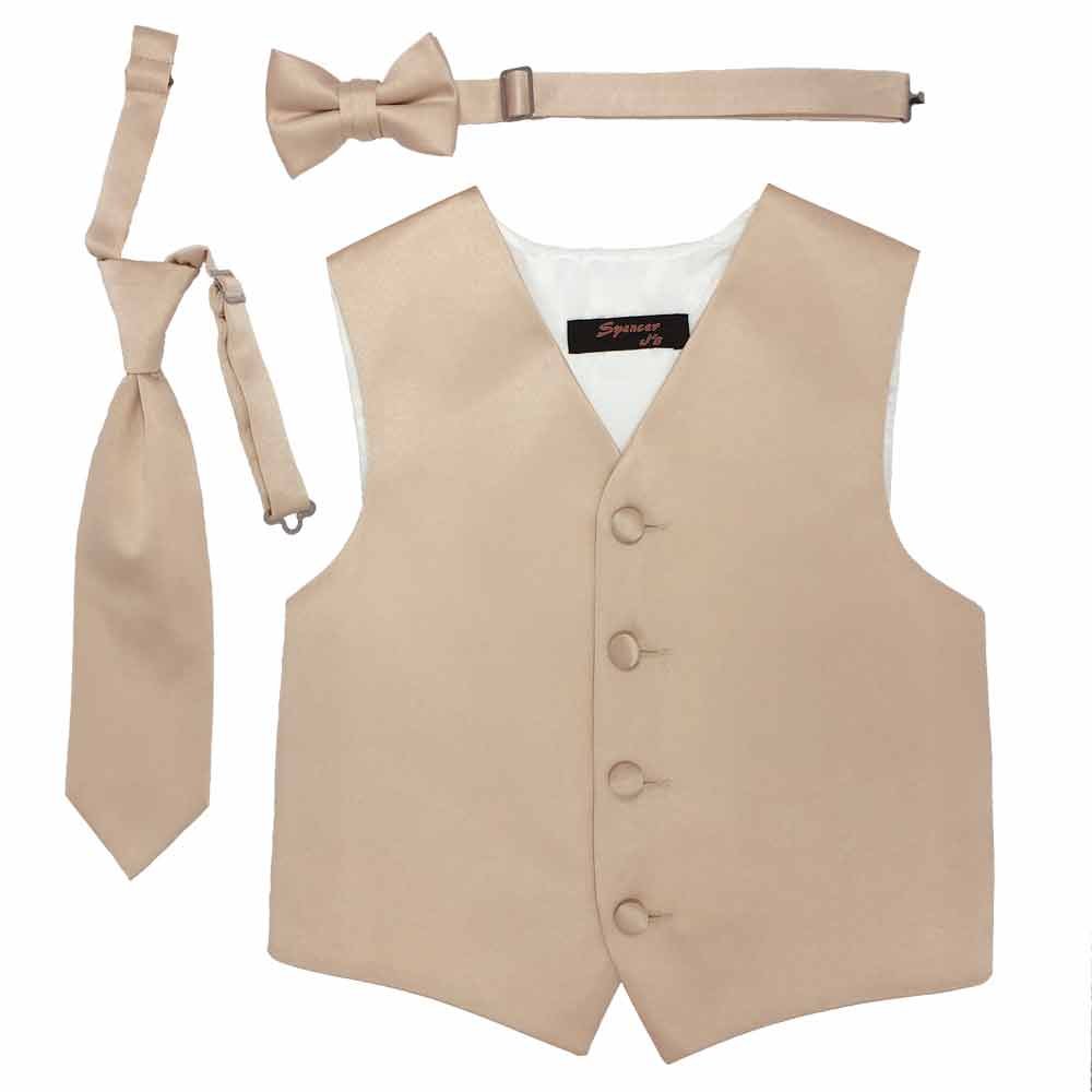 Spencer J's Boys Formal Suit Tuxedo Vest Tie and Bowtie Set Variety of Colors