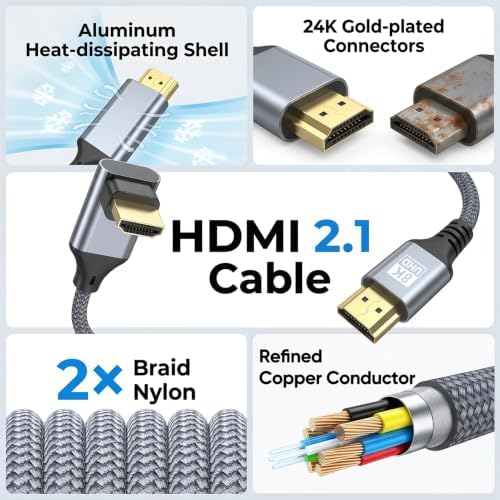 ZeniKon Right Angle HDMI Cable 8K 90 Degree HDMI 2.1 Cable 6.6FT - 3