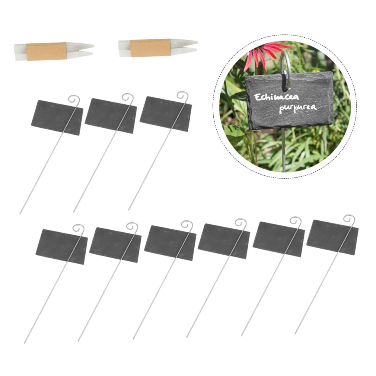 YARNOW Etichette per Piante in Ardesia, 12 Pezzi, Nere, Leggere e Facili da Scrivere, Accessori da Giardino per Aiuole e Parchi