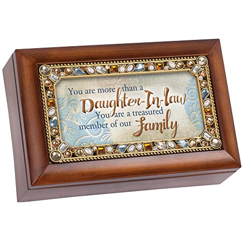 Cottage Garden Daughter in Law Treasured Member Jeweled Woodgrain Petite Music Box Plays...
