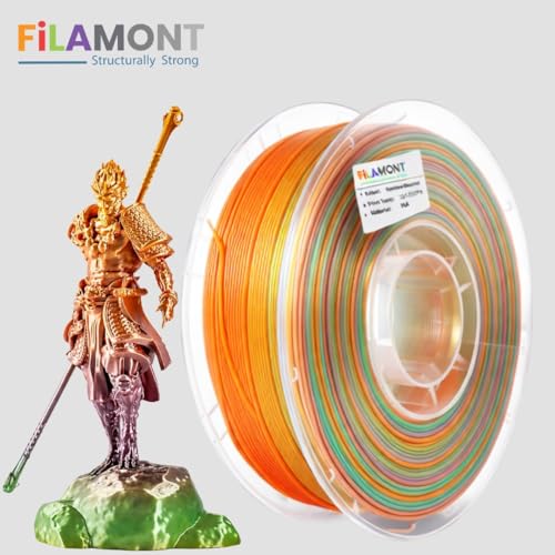 Image of FiLAMONT PLA Silk Filament 1.75mm, 3D Printer Filament, Shiny Silk 1.75 PLA Filament, 1kg(2.2Lbs) /Spool (Silk Macaron Rainbow)