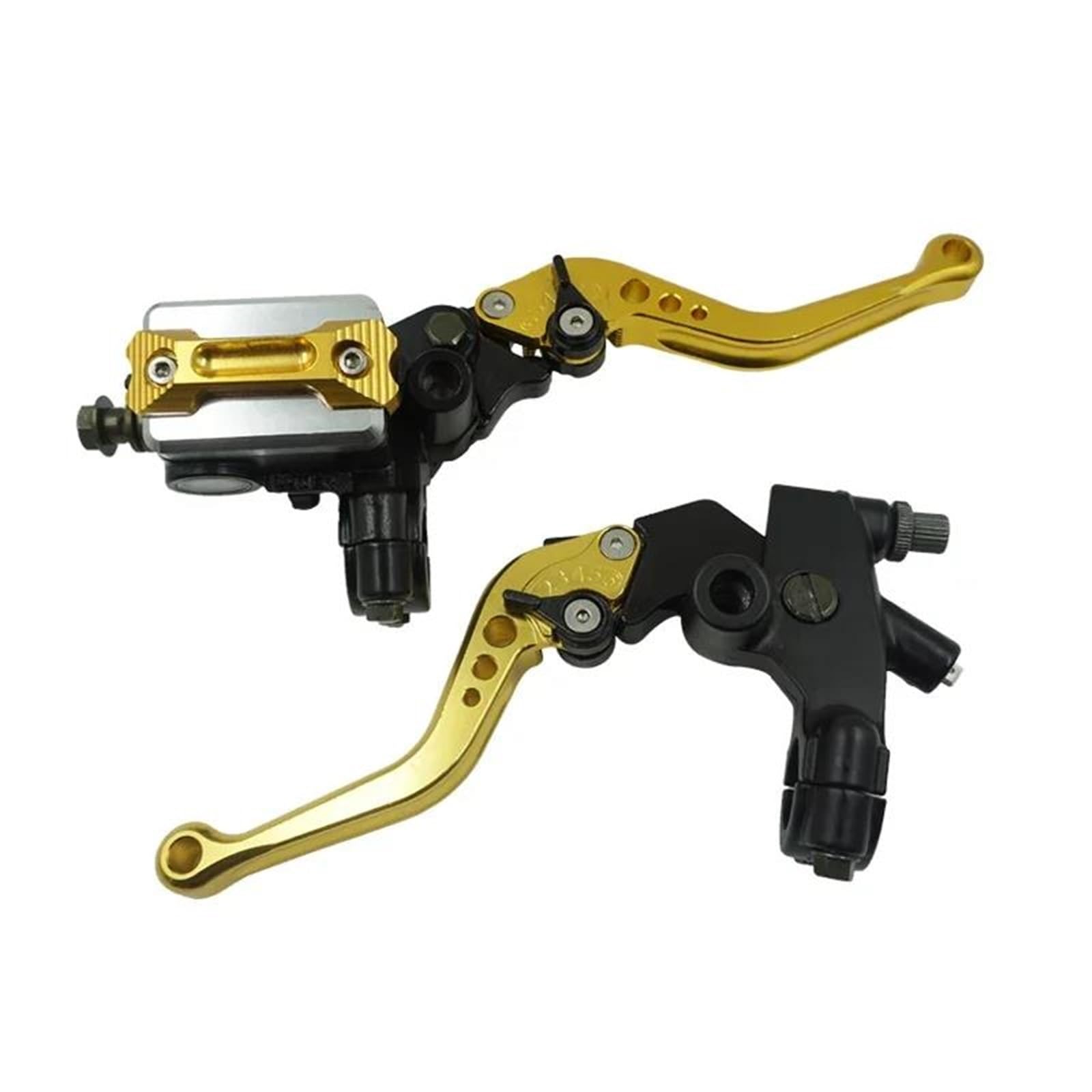 Brake Clutch Levers A Pair 7/8" 22mm Universal Motorcycle Brake Clutch Master Cylinder Lever Clutch Reservoir Scooter Sport Dirt Bike(Gold)