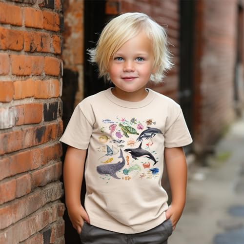 Under The Sea Creatures Toddler Shirt - Ocean Animals T-Shirt For Kids - Natural Toddler & Youth Graphic Tee3