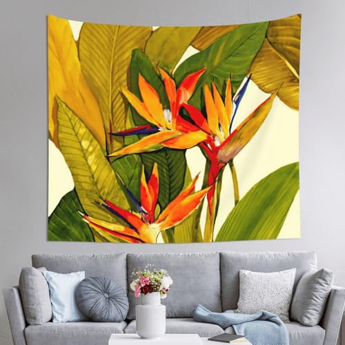 Tapisserie oiseau de paradis tropical JEJEA grand format de 152x130 cm pour décoration murale