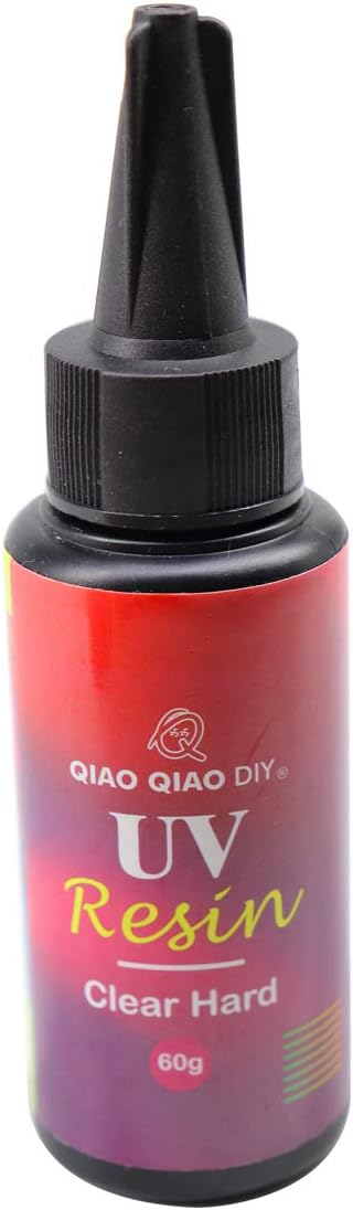UV Resin Clear Hard,QIAO QIAO DIY UV Epoxy Resin Glue Quick Cured by Ultraviolet/Sunlight UV Curing Resin Clear Hard Type for Jewelry Making/Crafts/Casting (60g/2.12oz)