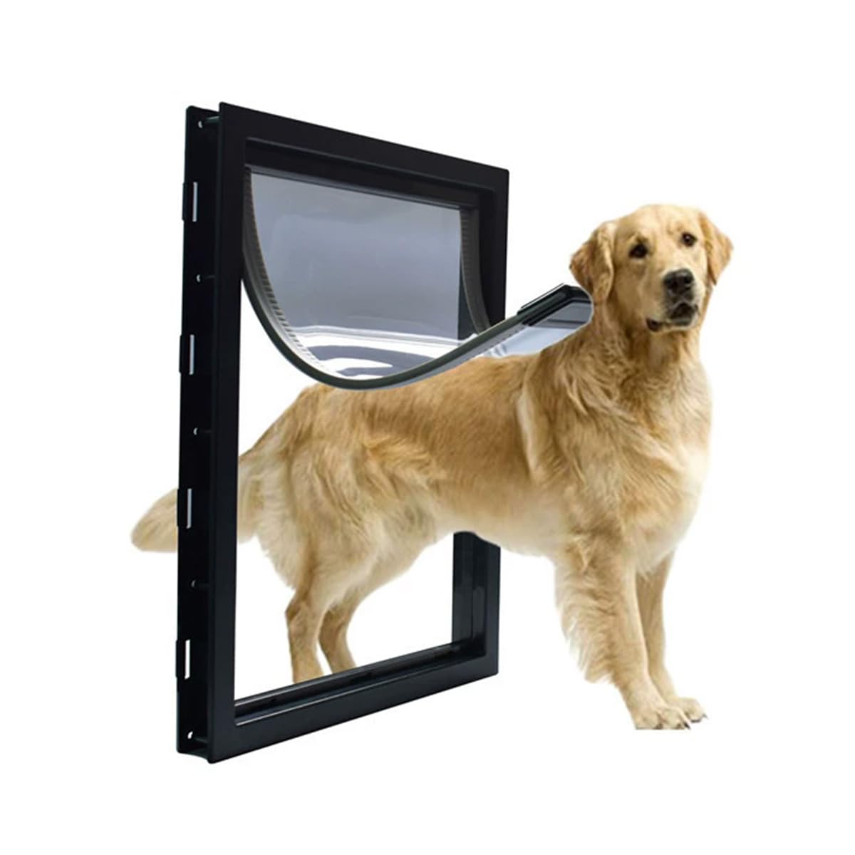 2-Wege-abschließbare Haustier-Hundetür mit magnetischer, mittelgroßer Hundeklappe, Katzentüren für Glasschiebetür/Wand/Holztür, wetterfest, selbstschließender Hundeeingang (Schwarz, XXL-64 x 44 x 5 cm