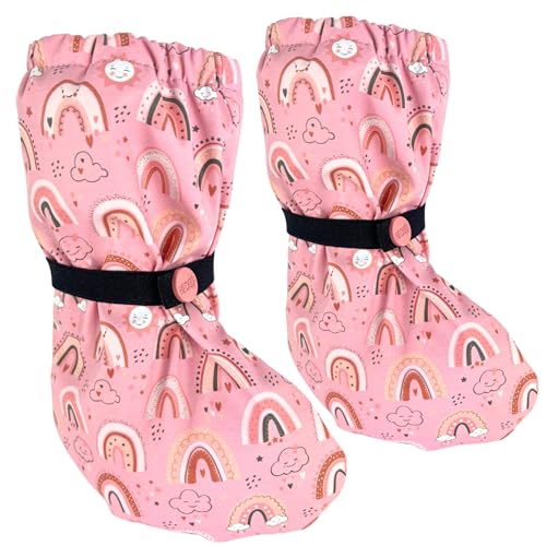 HECKBO Baby rain Booties 3-18 Months - Waterproof with Fleece Lining - Rainbow - Outdoor mud Shoes for Babies & Toddlers
