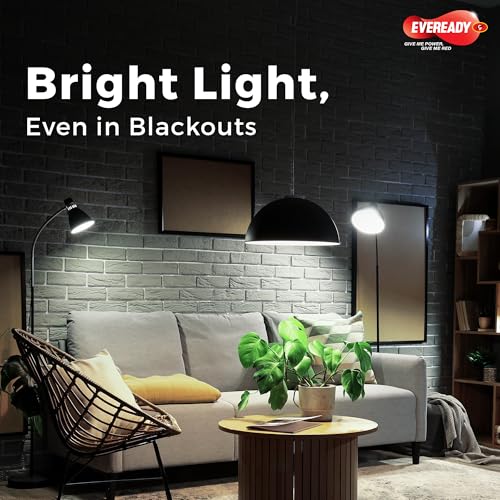 Image of Eveready 14W Emergency Inverter LED Bulb, Cool Day Light (6500K), Rechargeable Bulb with 3 Hours Backup, Ideal for Powercuts, Energy Efficient, B22 Base, Pack of 3
