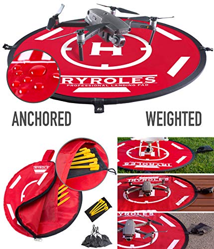 30” Weighted OR Anchored Drone Landing Pad, Waterproof. Functional Carrying Bag, Stash Pocket