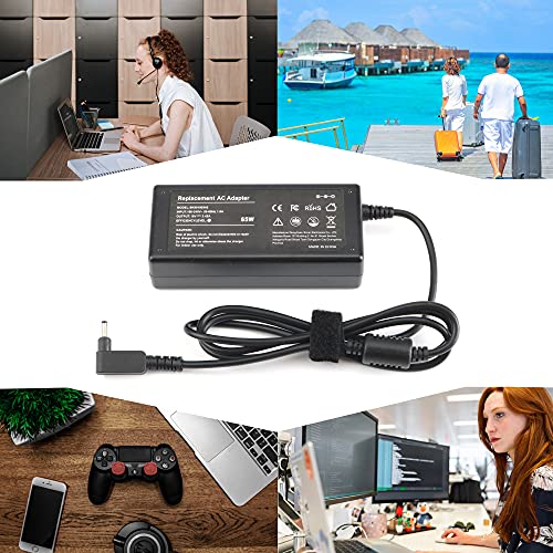 65W 19V 3.42A Laptop Charger For Acer Chromebook Cb3 Cb3-111 Cb3-131-C3Sz Cb3-431 Cb3-532 Cb5 Cb5-132T Cb5-571 R11 11 13 14 15 C720 C720P C740;Fit N16P1 Pa-1650-80 A11-065N1A Power Cord #TOP5