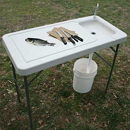 Outdoor Portable Camping Folding Table with Sink Faucet, Fish Fillet Hunting Table Camp Kitchen Equipment Picnic Camping Garden Party - Thumbnail 2