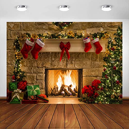 Fond photo Noël cheminée et sapin pour immortaliser vos fêtes de famille