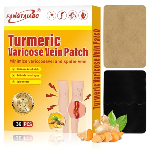 36PCS Varicose Veins Patch for Legs (Turmeric) Varicose Veins Treatment Natural Spider Vein Relief Enhance Capillary Health & Improve Blood Circulation
