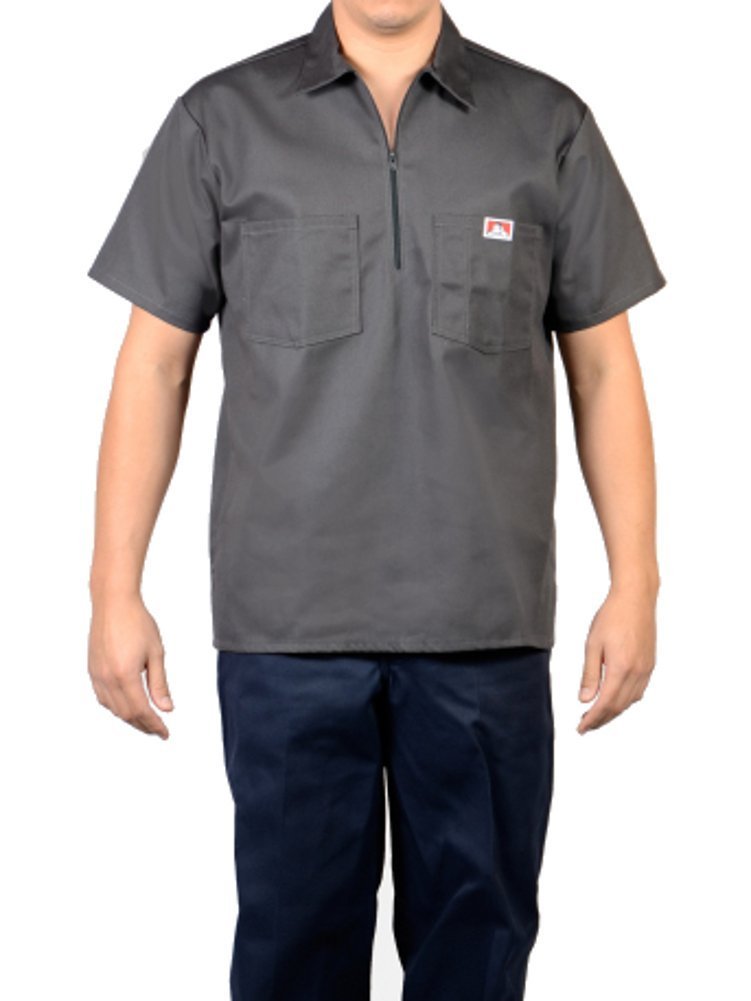 Ben Davis Men's Half Zipper Shirt, Charcoal, Medium