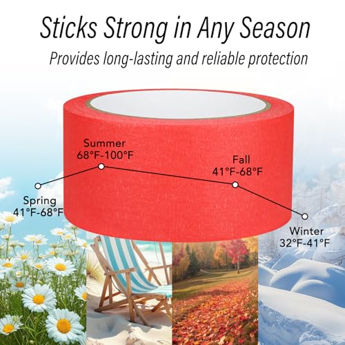Image of Red Painters Tape - Red Masking Tape 2 Inch Wide - Multi-Surface, Smart Adhesion, Indoor & Outdoor - Paint Tape for DIY, Labeling, Art, Car, General Purpose - 90FT Total