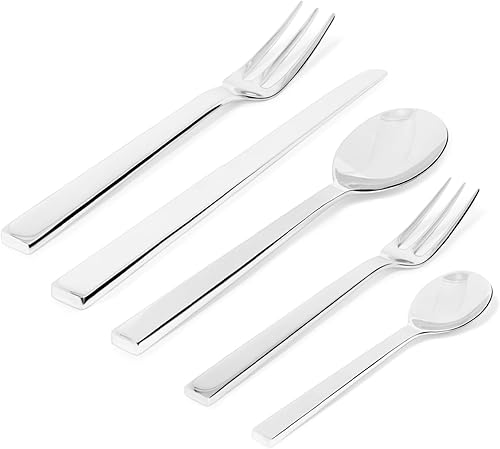 Miniatura 2 de Alessi DC05S5 Santiago - Juego de cubiertos compuesto por una cuchara de mesa, un tenedor de mesa, un cuchillo de mesa, un tenedor de postre, una