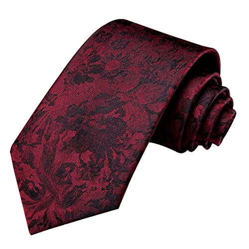 Image of Hi-Tie Paisley Floral Ties Set for Men Silk Mens Stripes Necktie Pocket Square Cufflinks Set Formal Business