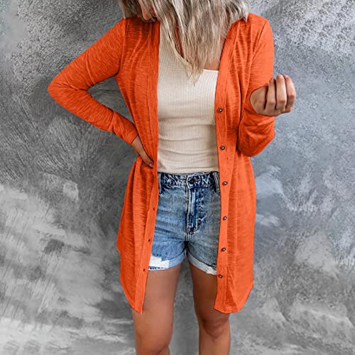 Women's Open Front Lightweight Cardigan Long Sleeve Button Down Loose Outwear Trench Fall Clothes for Women 20242