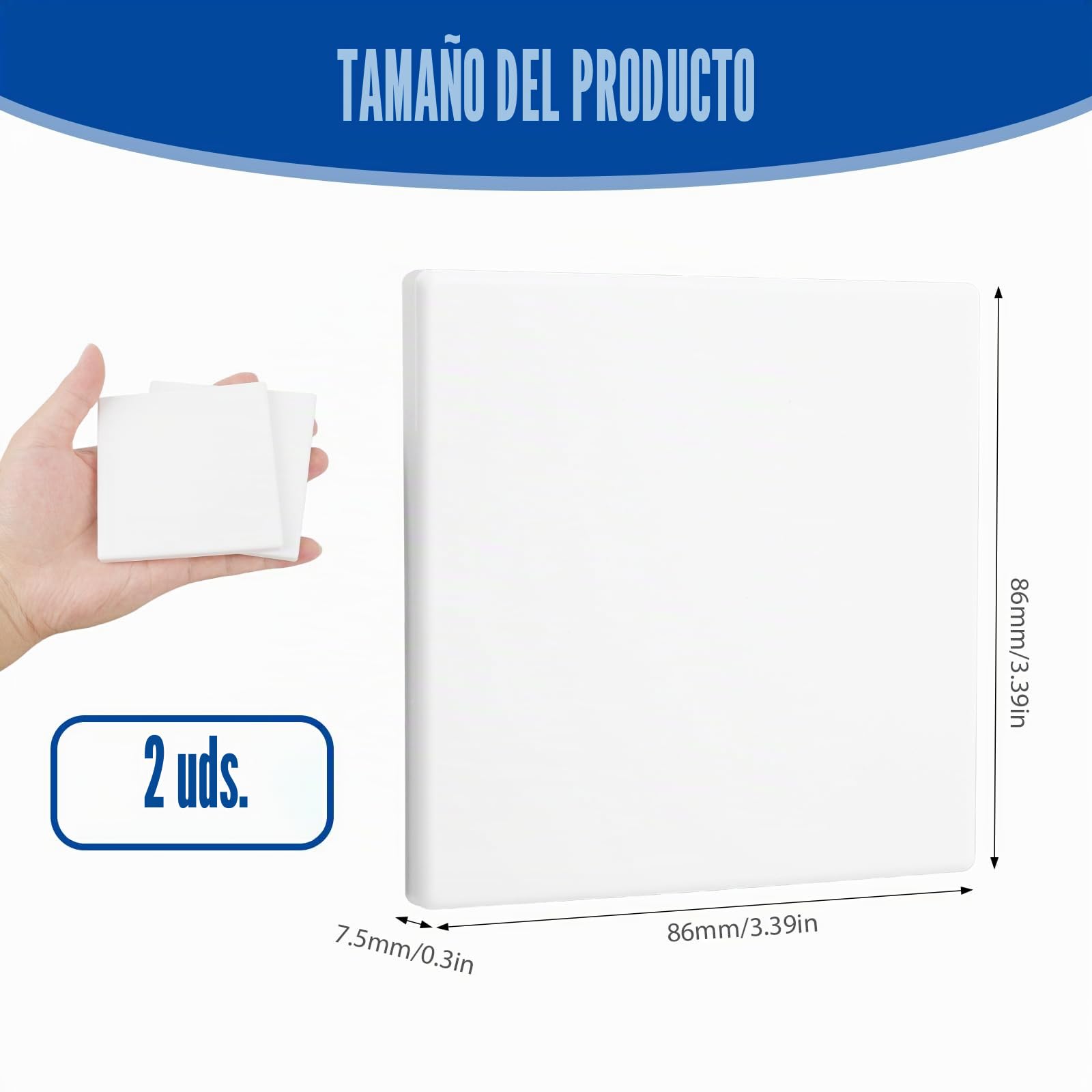 Placa De Pared Decorativa En Blanco, Set De 2 Unidades De 8,6 X 8,6 Cm, Fabricada En Plástico Sin Tornillos, Ideal Para Cubrir Enchufes O Interruptores No Utilizados, Fácil De Instalar Y Duradera
