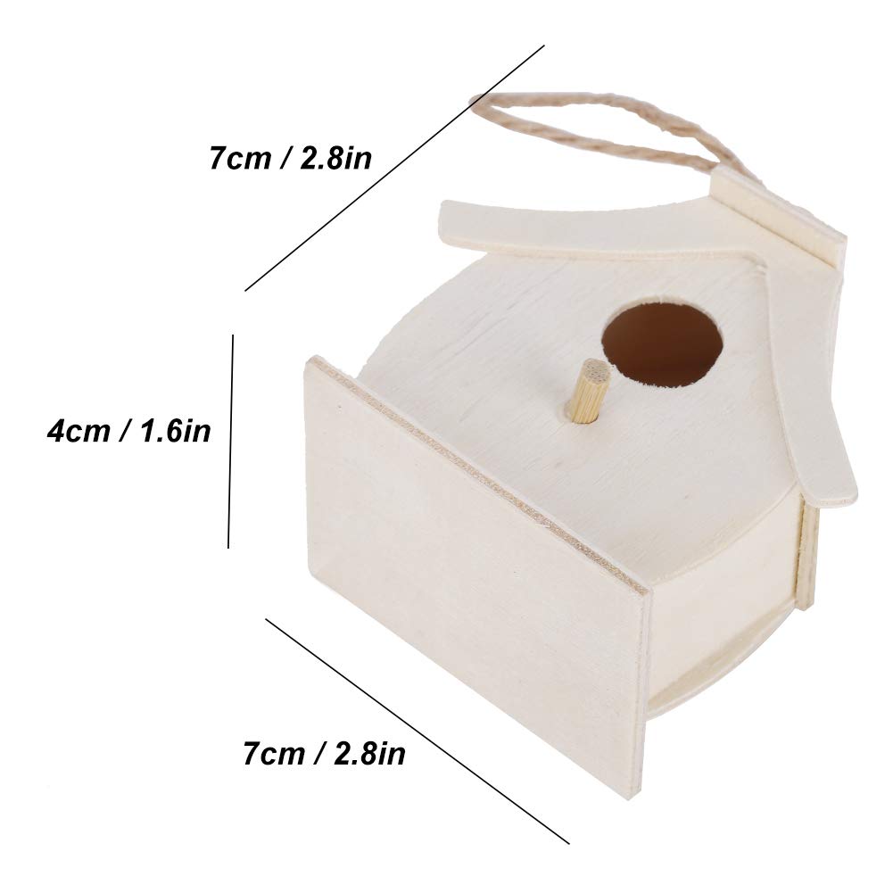 Set 4 Mini Casette Uccelli Legno Platano 7x4x7cm Da Appendere Giardino | Ornamento Rustico Resistente Agli Agenti Atmosferici Piccoli Uccelli Birdwatching
