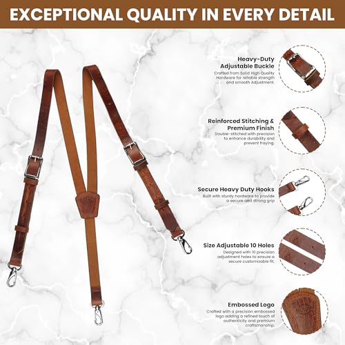 Image of Grain Buffalo Leather Suspender for Men | 0.2 inches thickness | Western Heavy Duty Dress Suspender
