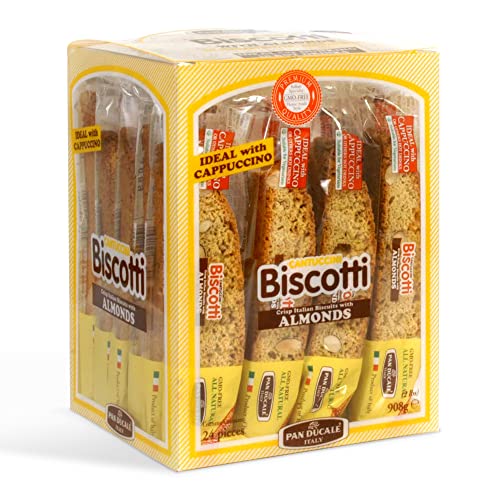 Pan Ducale Biscotti Italian Biscuits Almond Flavoured Biscotti Individually Wrapped Cookies Pack of 24 x 36 Grams