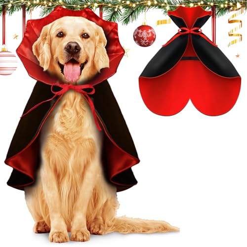 HSSPYY Karneval Hundekostüm Größe – Vampir Umhang mit Stehkragen & Doppelverschluss – Robust, Bequem & Ideal für Fasching, Umzug & Fotos - L(60 cm)