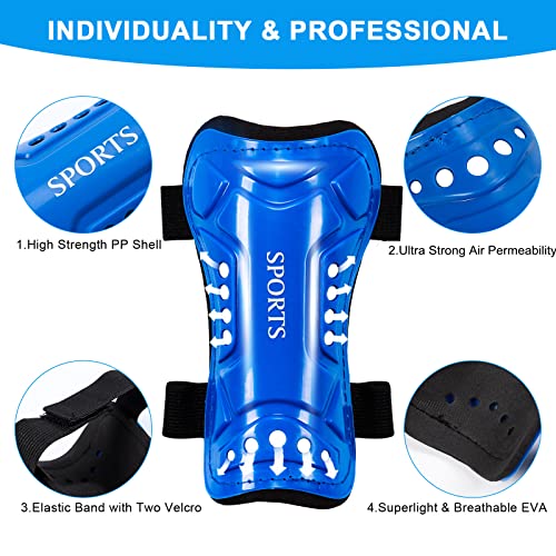 Soccer Shin Guards Kids Youth, 2 Pair Shin Pads And Long Soccer Socks, Lightweight And Breathable Protective Gear Protective Soccer Equipment For 3-15 Years Old Boys And Girls Toddler Teenagers #TOP2