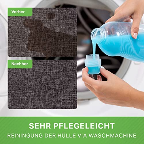 Green Bean Sitzsack-Hocker Home Linen rund 45x25cm mit EPS-Perlen Füllung - Fußhocker Sitz-Pouf für Sitzsäcke - Bodenkissen für Kinder und Erwachsene - Sitzkissen Sitzhocker Dunkelgrau