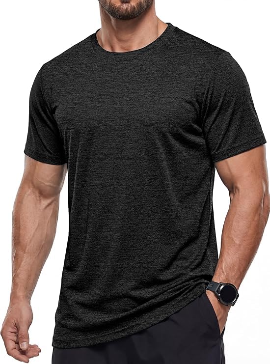 MAGCOMSEN Camisetas Manga Corta Hombre Secado Rápido Ligeras para Gimnasio Entrenamiento Running Deportiva Transpirable Fitness Ropa Negro, L