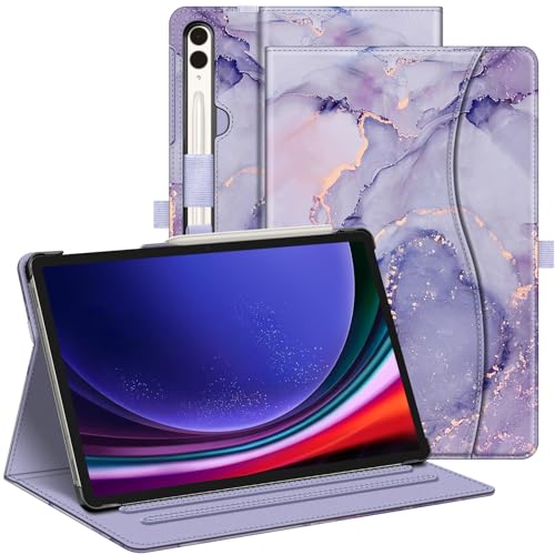 FINTIE Case for Samsung Galaxy Tab S9 Plus 2023/S8 Plus 2022/S7 FE 2021/S7 Plus 2020 12.4 Inch, Multi-Angle Viewing Protective Cover with Pocket, Auto Sleep/Wake, Lilac Marble