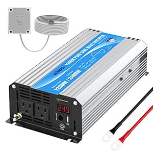 24V Pure Sine Wave Power Inverter 1200W 24V DC to120V AC UL Fuses Lithium Battery Compatible with Remote Controller and LED Display Dual AC Outlets for RVs Solar Off-Grid System Emergency by GIANDEL