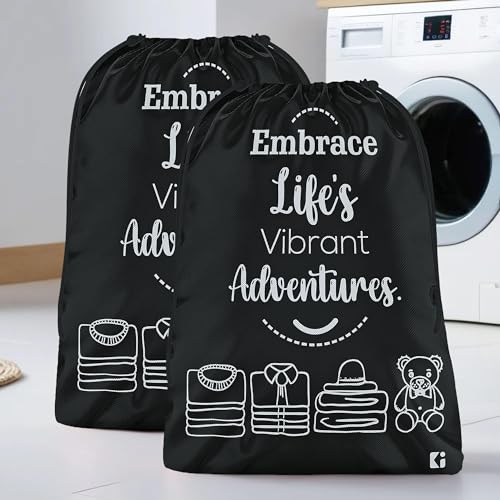 Image of Kuber Industries Pack of 2 Cloth Storage Bag | Non-Woven Storage Organizer | Travel Pouches | Cloth Carrying Bag | Garments Cover for Laundry | Storage Organizer Bag for Clothing | Large | Black