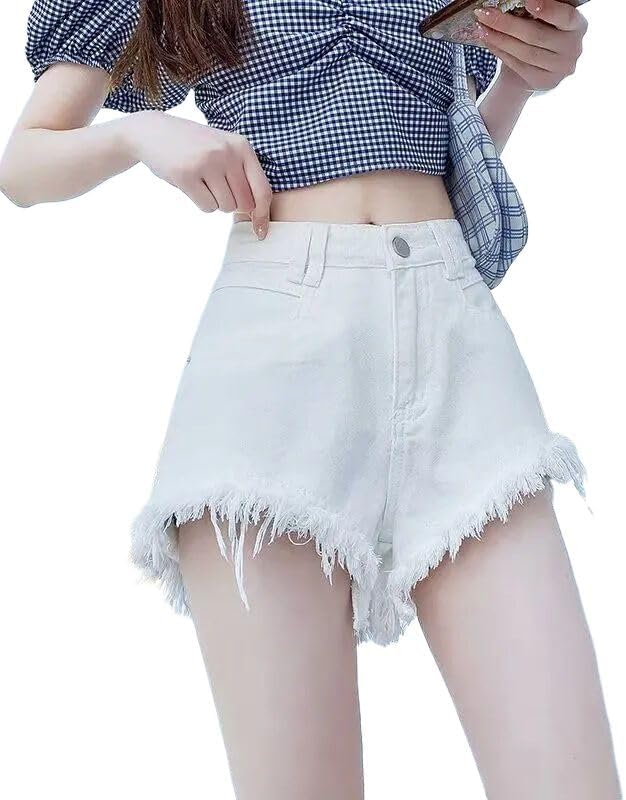 Wide Legs Tassel Short Jean Pants Summer High Waist Denim Shorts for Women