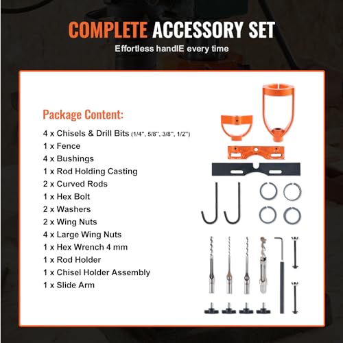 image for VEVOR Mortising Attachment for Drill Press, 4 Model Drills Square Hole