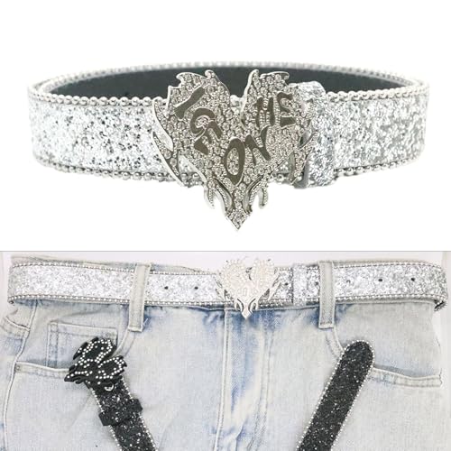 Blingbling Rhinestones Waist Belt Jean Belt Waist Costumes Heart Buckle Heavy Duty For Jeans Pants2