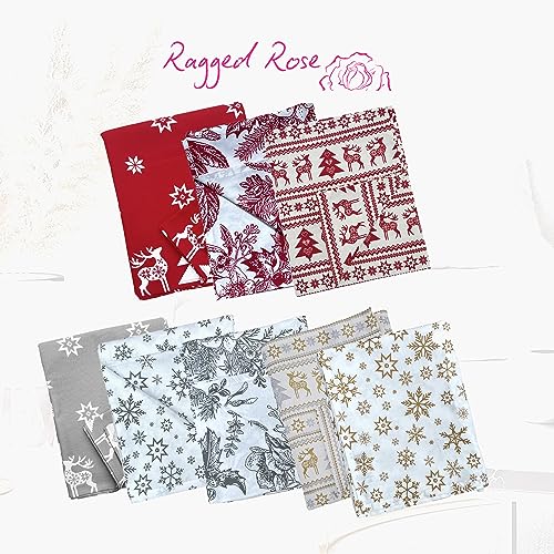 Ragged Rose Christmas Table Cloth, Festive Linen Tablecloth with Nordic Style Prints for Living Room & Kitchen - Image 2