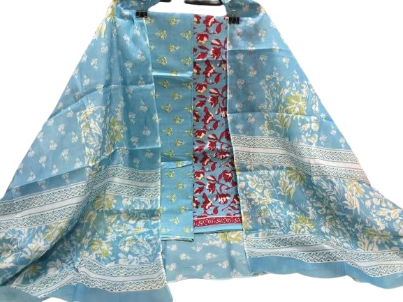 Women's Pure Cotton Bagru Bagh Print Unstitched Salwar Suit Dress Material with Pure Cotton Bottom & Full Size Dupatta-image-7