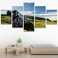 SIGNWIN 5 Panel Canvas Wall Art Modern Art Cars Edgy Industrial Mixed Media Multicolor Transportation for Home Decorations Ready to Hang - 60