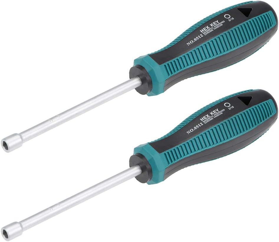 3/16-Inch Hex Nut Drivers Non-Magnetic Six Point Tip with 3.6-Inch Shaft 2 Pack