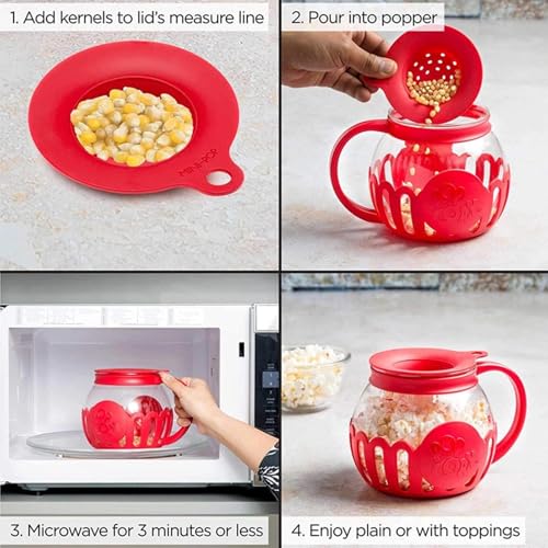 Microwave Popcorn Maker With Lid, 2.13 Liter Popcorn Microwave Kettle With Handle, High Temperature Resistant, Healthy Less Fat, Pop Corn Air Poppers For Kids Movie Nights Parties Home - Image 2