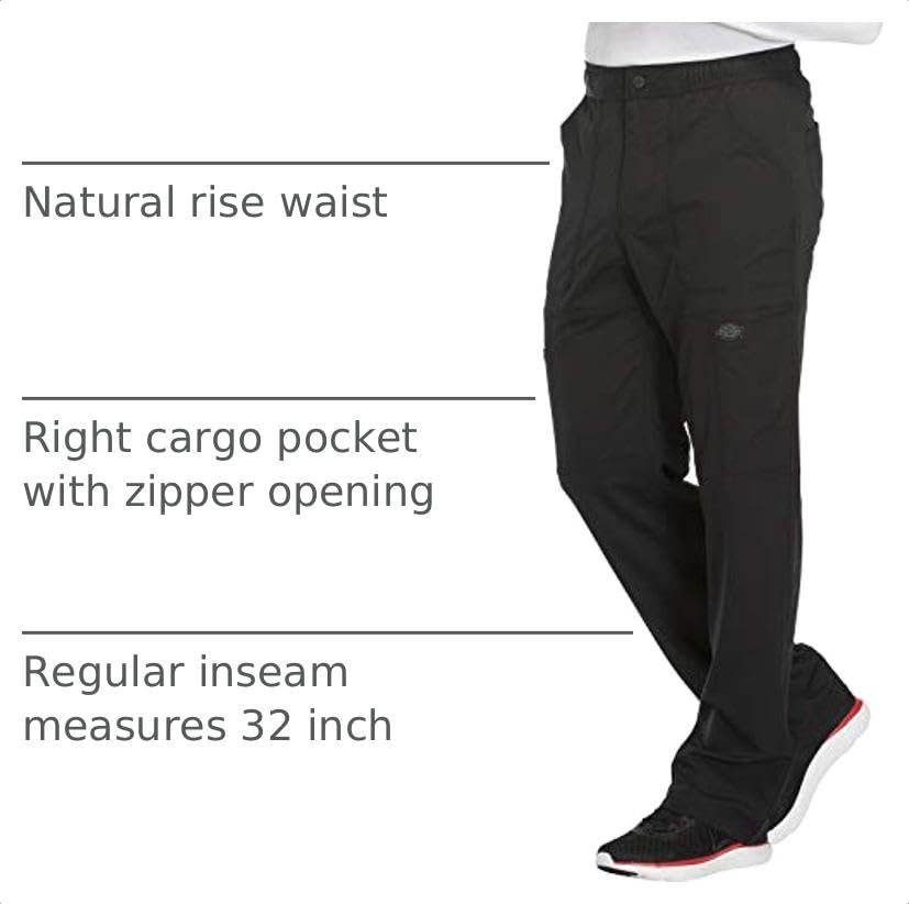 Dickies Dynamix Scrub Pants for Men with Zip Fly, Athletic-Inspired with Four-Way Stretch and Moisture Wicking DK110, S, Blac Black - image 4