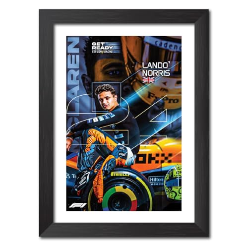 Image of TenorArts Lando Norris Poster F1 Driver Posters Formula One Photo Frame Painting with Matt Finish Dark Texture (12 inches x 9inches)