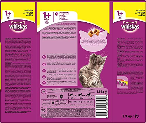 Whiskas Adult 1+ Trockenfutter Huhn, 2x1,9kg - Katzentrockenfutter für erwachsene Katzen - unterschiedliche Produktverpackungen erhältlich – Ansicht 2