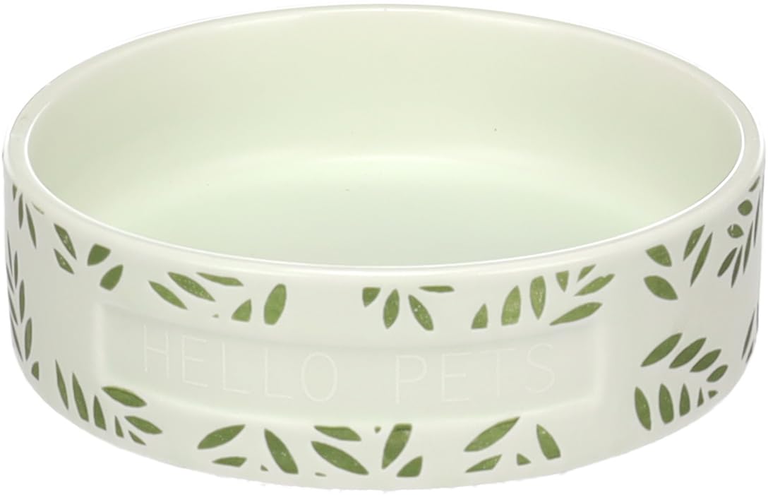 FEEDING AND DRINKING BOWL GUINEA PIG LEAFS ROUND GREEN 12x3,5CM 200ML