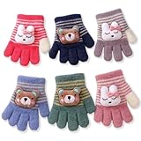 [VNGOLERRY] 手袋 子供用 ベビー グローブ キッズ 指切り 5本指 ミトン カラフル あったか手袋 冬秋 幼児 女の子 男の子 雪遊び クマ ウサギ 保温 防寒 通園 自転車 お出かけ プレゼント 0歳 1歳 2歳 3歳 冬用 (ピンク)