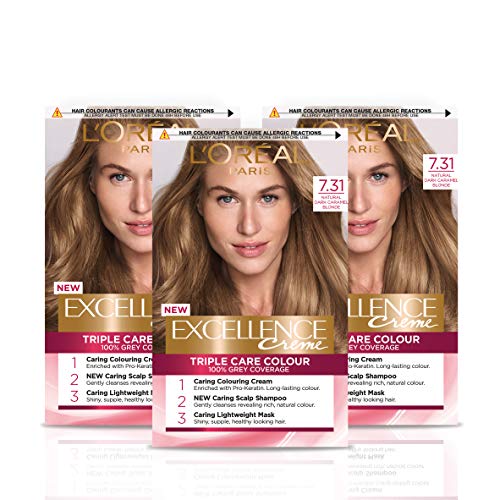 L'Oréal Paris Excellence Crème Naturelle Hypoallergénique 7.31 Dark Caramel Blonde 3 unité